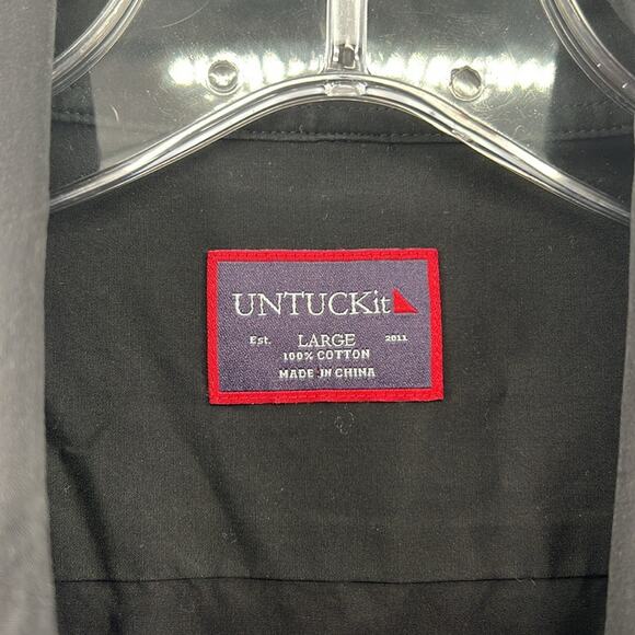 UNTUCKit Men's Long Sleeve Button Front Dress Shirt - Black - Large - Picture 4 of 5